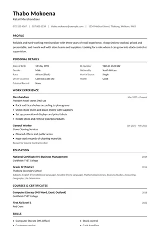 ATS Simple CV template