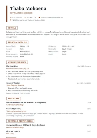 Baobab CV template