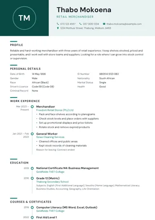 Chapter CV template
