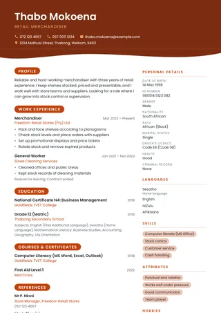 Dawn CV template