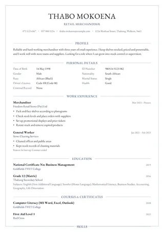 Garamond Navy CV template