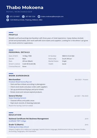 Harbour CV template