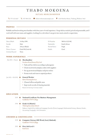Heritage CV template
