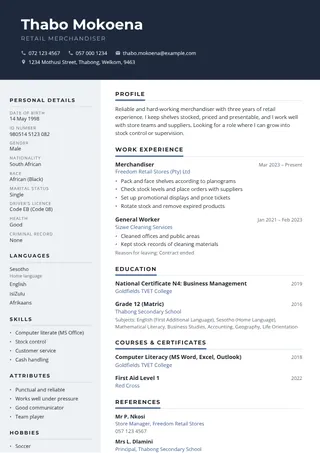 Highveld CV template