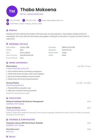 Jacaranda CV template