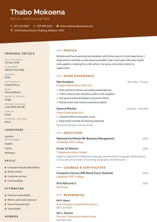 Kalahari CV template