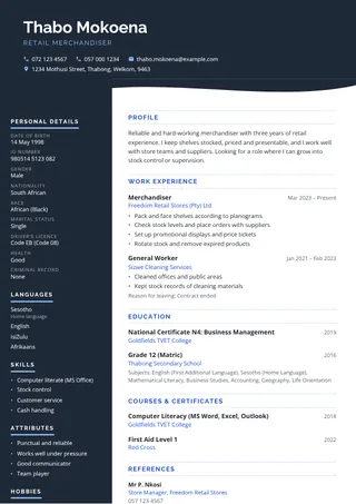 Kimberley CV template