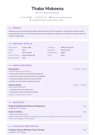 Lavender CV template