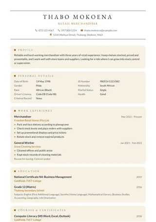 Linen CV template