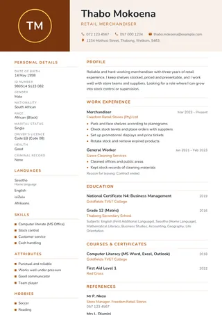 Marigold CV template