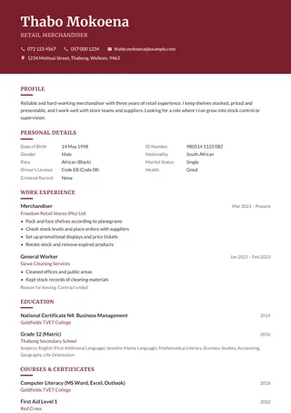 Maroon Classic CV template