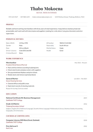 Meridian CV template