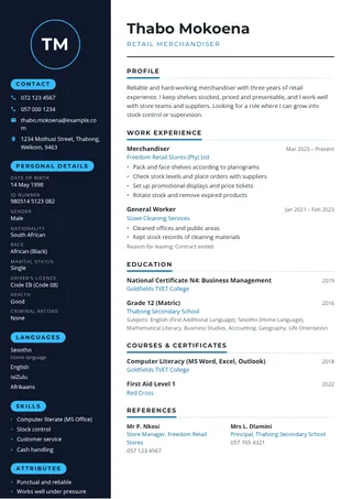 Midnight CV template
