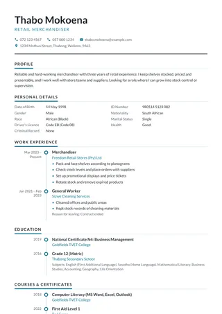 Milestone CV template