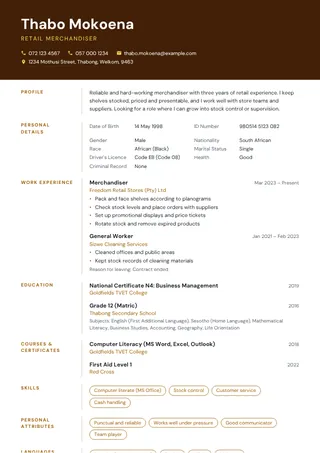 Mustard CV template