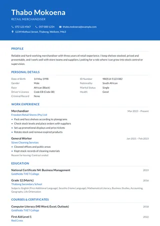 Ocean Banner CV template
