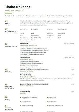 Olive Grove CV template