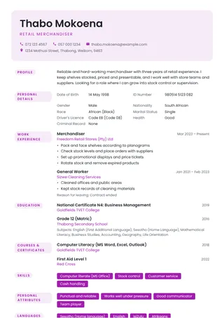Orchid CV template