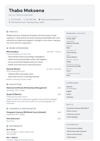 Pearl CV template