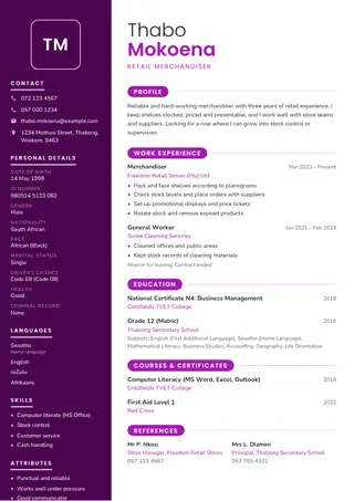 Plum CV template