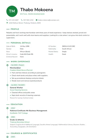 Progress CV template