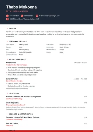 Pulse CV template