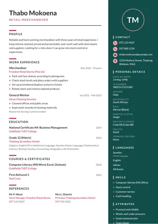 Reef CV template
