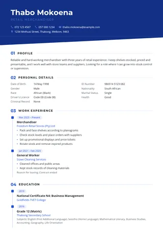 Roadmap CV template