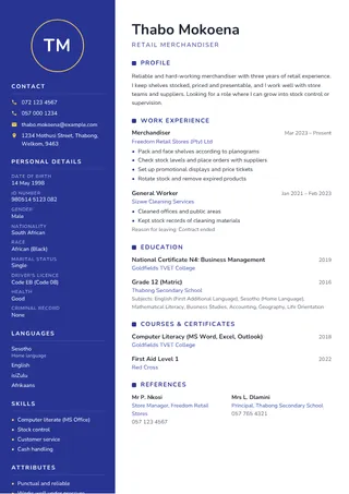 Royal Blue CV template