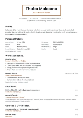 Saffron CV template