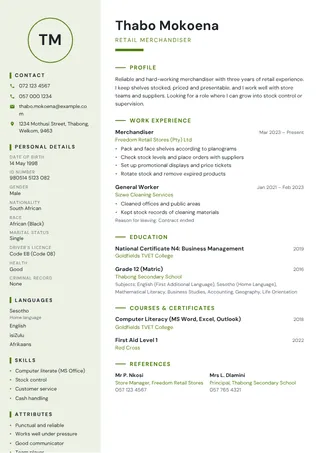 Sage CV template