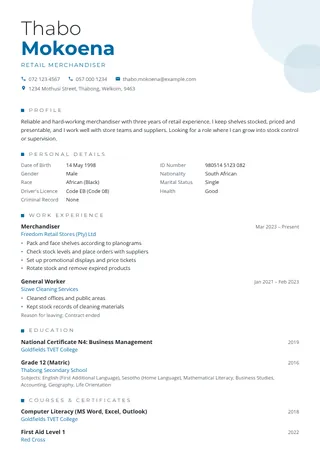 Sapphire CV template