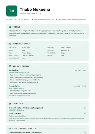 Spearmint CV template