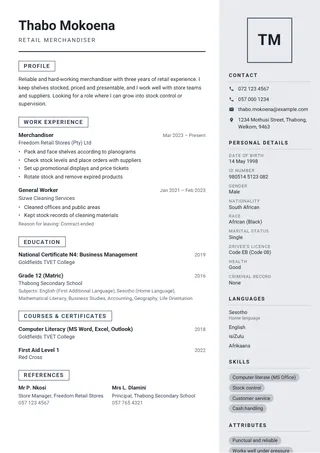 Steel CV template