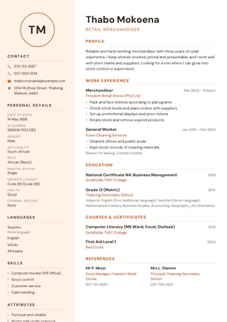 Sunset Light CV template