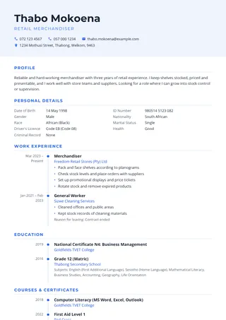 Timeline Blue CV template