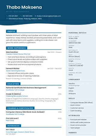 Zambezi CV template